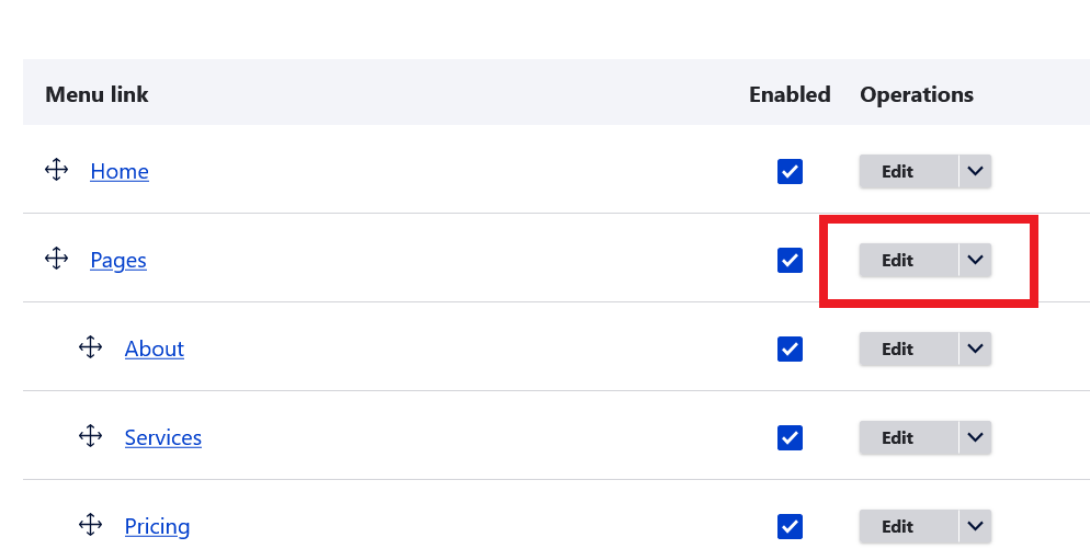 Edit Drupal menu item